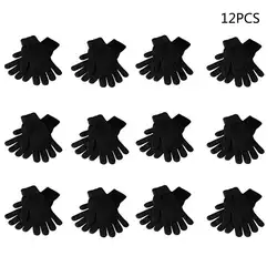 12 пар черная магия перчатки смешанных волокон взрослых детей полный пять пальцами эластичные зимние теплые вязаные одноцветное Цвет один