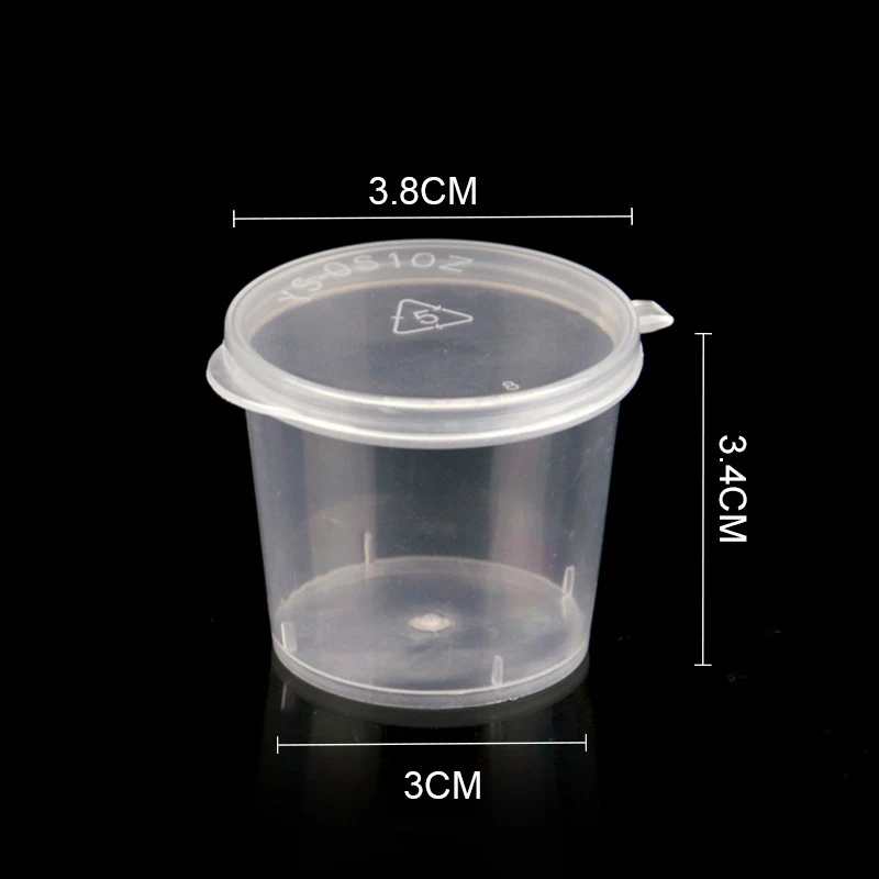 50/100 шт 27/30/45/74/80 мл приправа чашка с крышкой одноразовый прозрачный Пластик кастрюля чашки пищевые контейнеры для хранения коробка - Color: 27ML