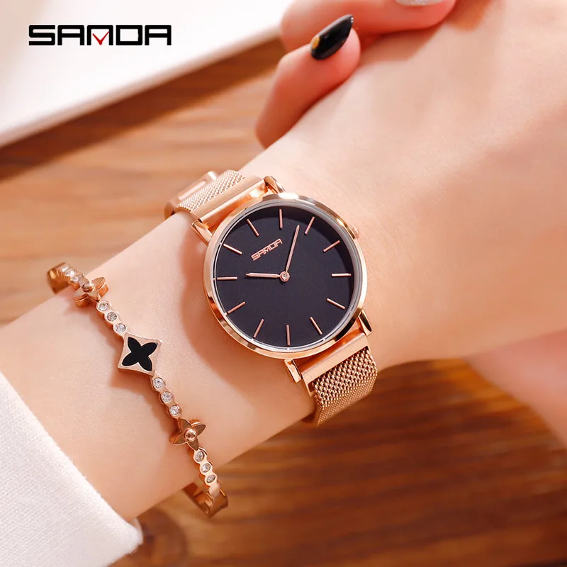

Nordic Sweet Ladies Watch Lazy Magnet Milan Meshbelt Female Watch Simple Crown Line Scale Reloj Mujer Magnet Clasp Women Watches