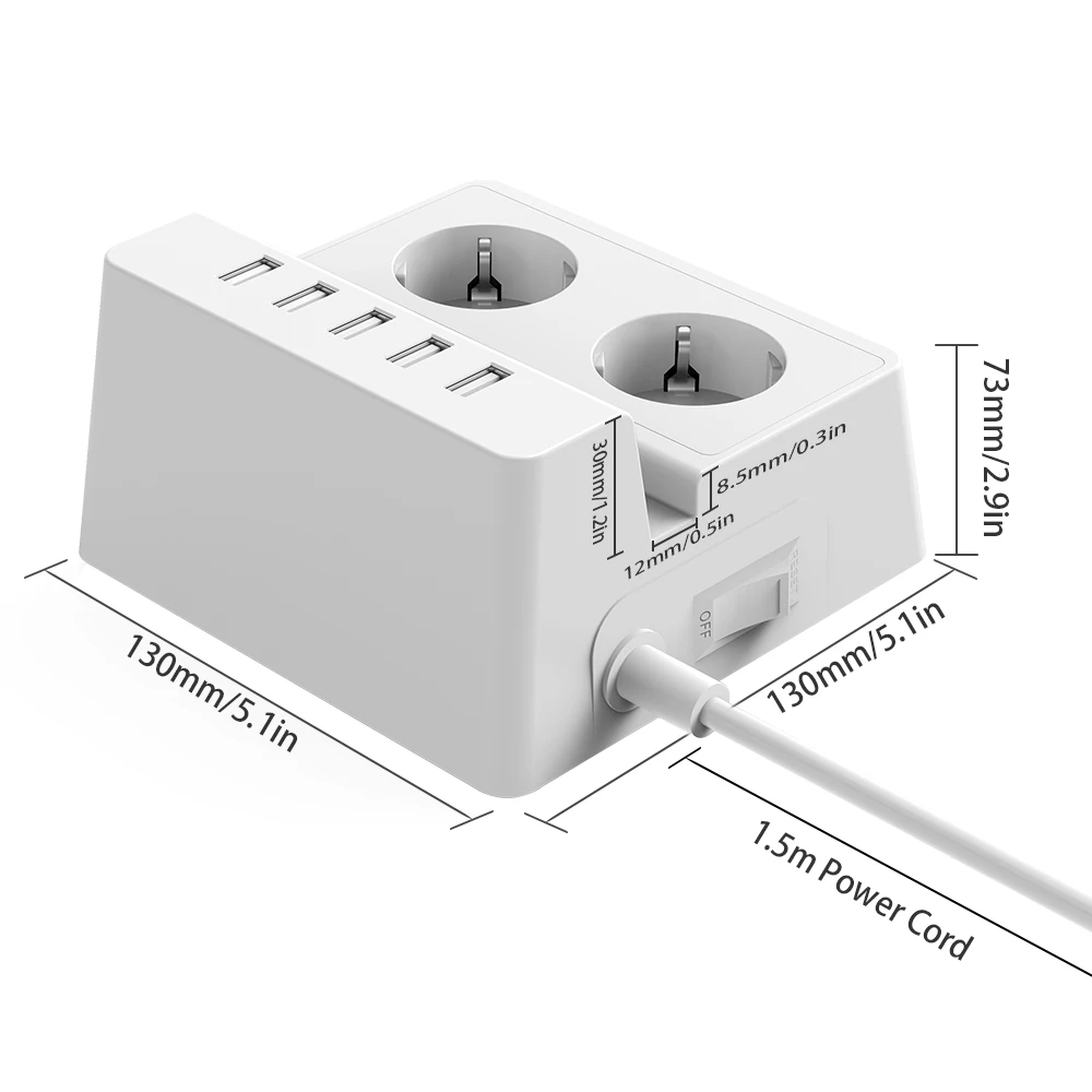 Удлинитель NTONPOWER с 2 розетками переменного тока 5USB портов|outlet extension|ac outletpower socket |