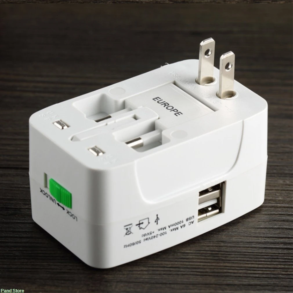 

Universal Dual Usb Switching Socket Travel Adapter EU/AU/UK/US Dual USB Plug Charger Power Adapter for Phone Tablets