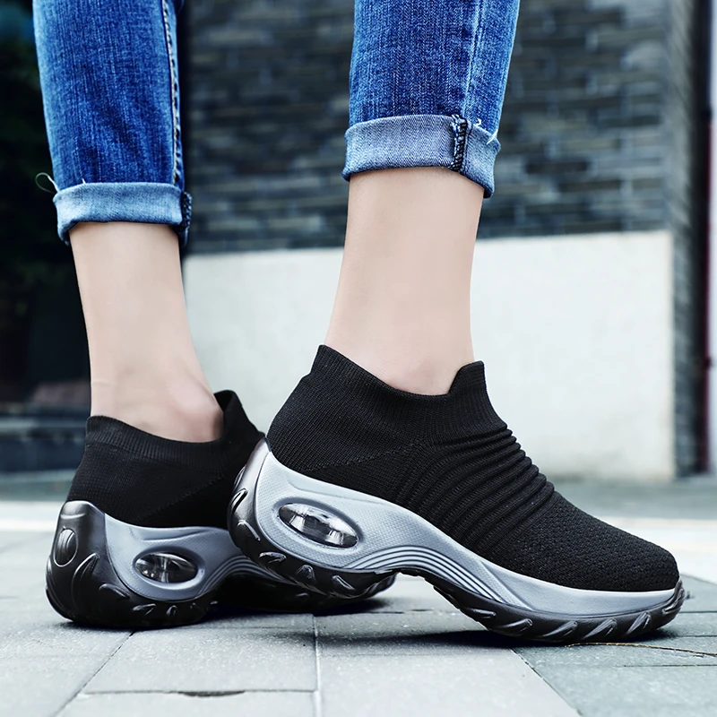 

White Platform Sneakers Female Comfortable Casual Shoes Tenis Feminino Mesh Increasing Height Female Shoes Walking Footwear