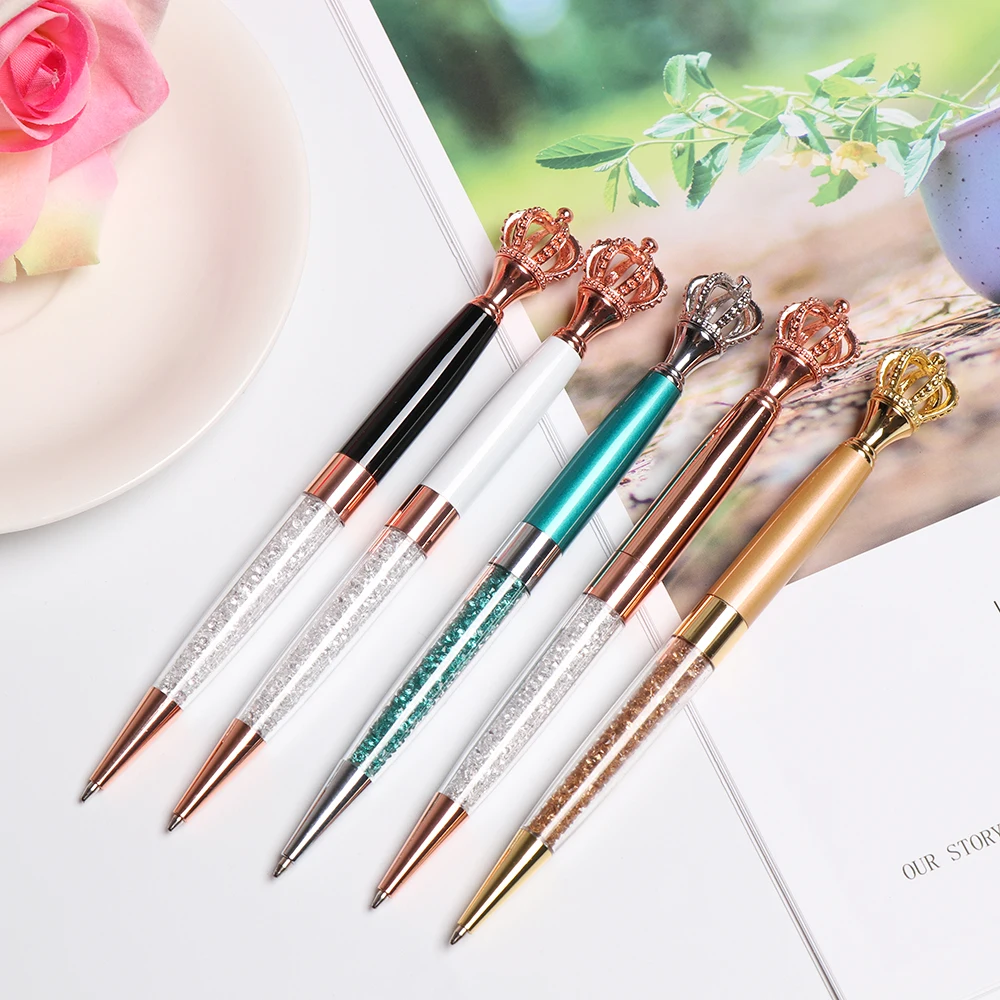 

Kawaii Crystal Crown Pens Ballpen Color Girl Large Diamond Ballpoint Pens Metal Pen for School Office Supplies Stationery