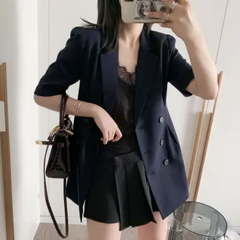 

Suit-style skirt commuter double-breasted fashion dress 2019 new summer French style Hepburn wind OL temperament coat