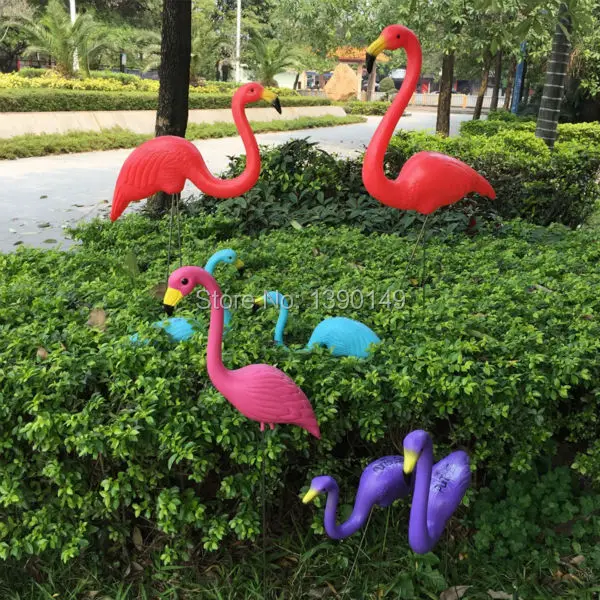 1 Pair Purple Plastic Flamingo set Lawn Ornament Decorat Yard Flamigos Classic Garden Art premium Wedding ceremony decoration