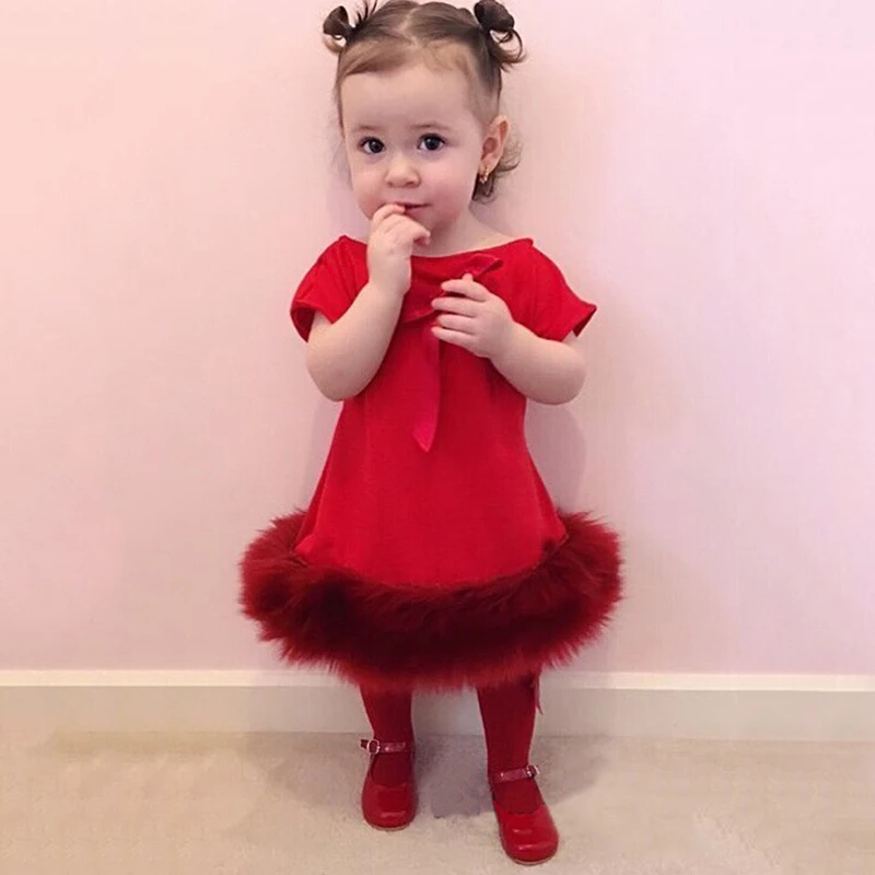 

Amuybeen 2018 Baby Girls Winter Princess Dress Faux Fur Trimed Dresses Christmas Kids Clothes Children Party Carnival Costumes 4