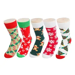 Новый мультфильм унисекс Забавные милые носки хлопок костыль Рождественское дерево снежинки зима теплая личность Повседневные носки
