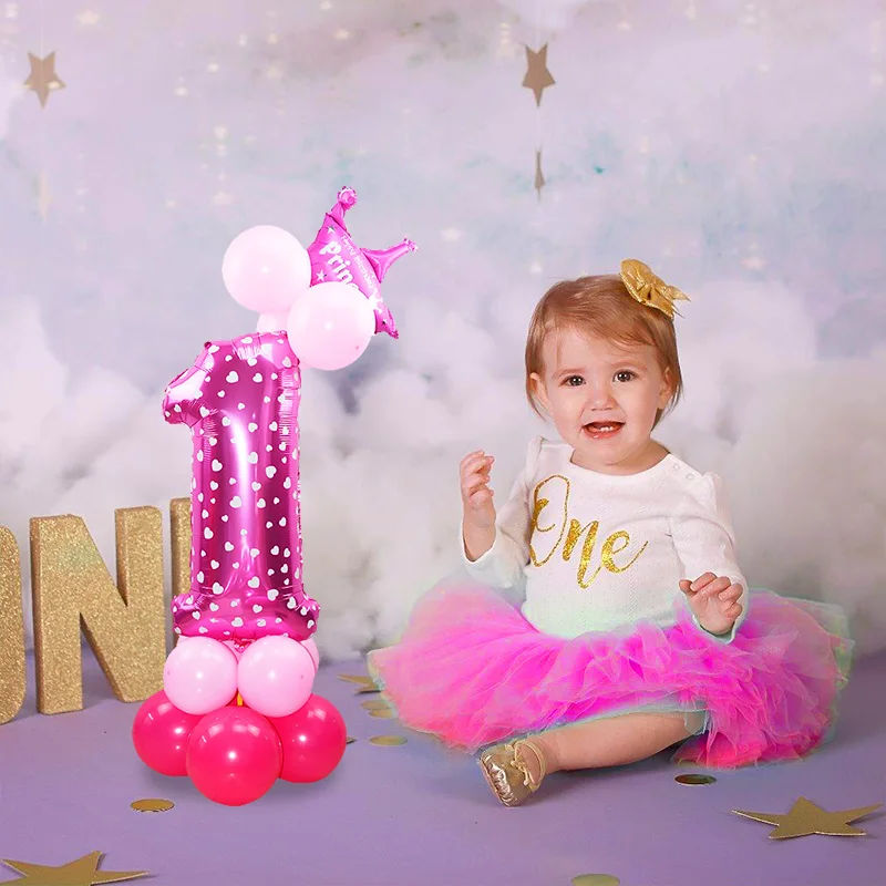 5 шт. воздушный шар для детского душа на первый день рождения, розовый и белый латексный шар для мальчиков и девочек, 1 год, первый день рождения, Детские Подарочные игрушки