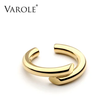 

VAROLE Simple Sesign Style Rings for Women 100% Copper Gold Color Ring Jewelry Bague Femme Wedding Rings Silver Color gift