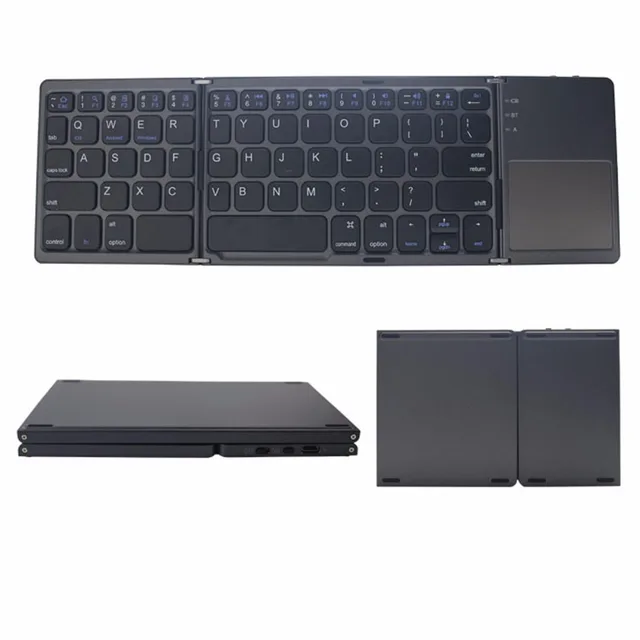 Special Price Mini 2 pc Bluetooth  Wireless keyboard mouse Touchpad 63 Keys Portable Folding Ultra Slim Pocket Aluminum Alloy Keypad Keyboards