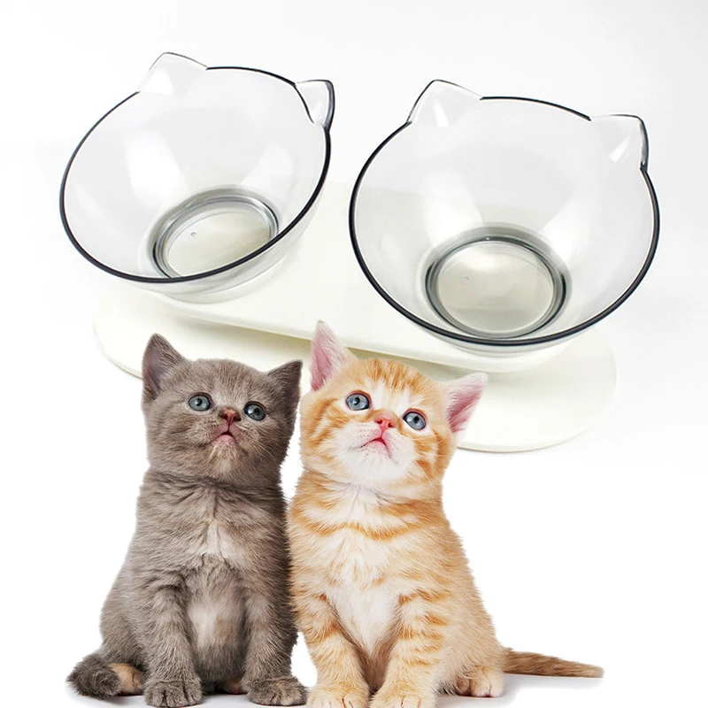 

New Pet Cats Transparent Bowl with Holder Anti-slip Cat Food Dish Pet Feeder Water Bowl Perfect For Cats And Small Dogs Supplies