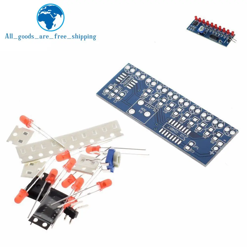 

TZT NE555+CD4017 Running LED Flow LED Light Electronic Production Suite DIY Kit