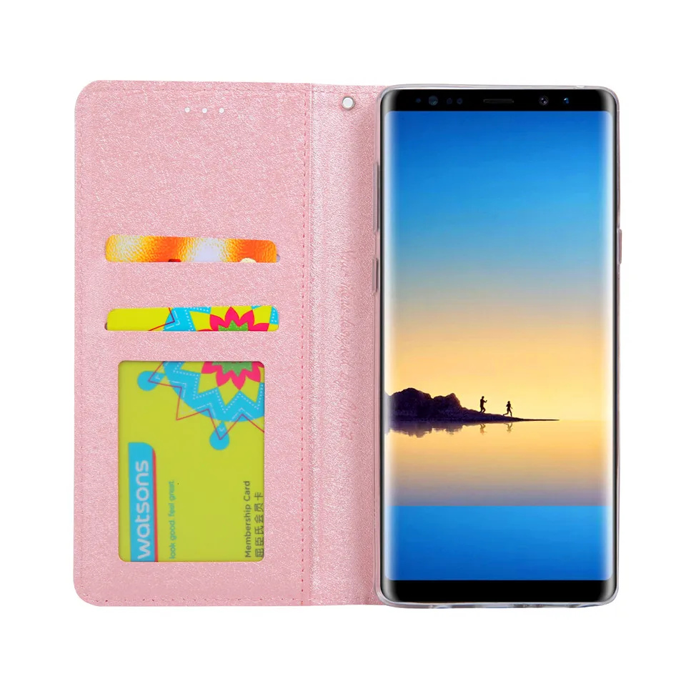 Чехол книжка из шелковой кожи для samsung Galaxy Note 9 Магнитный чехол бумажник Note8 с