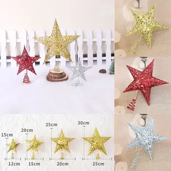 

Christmas Tree Topper Glitter Star Home Decor Merry Christmas Sequin Ornaments Tree Topper Colorful Craft Xmas DIY Accessories