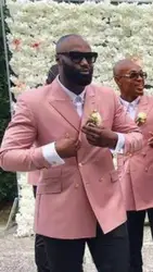 Стильный дизайн смокинги для жениха двубортный розовый заостренный лацкан жениха Мужские Лучший мужской костюм мужские свадебные костюмы