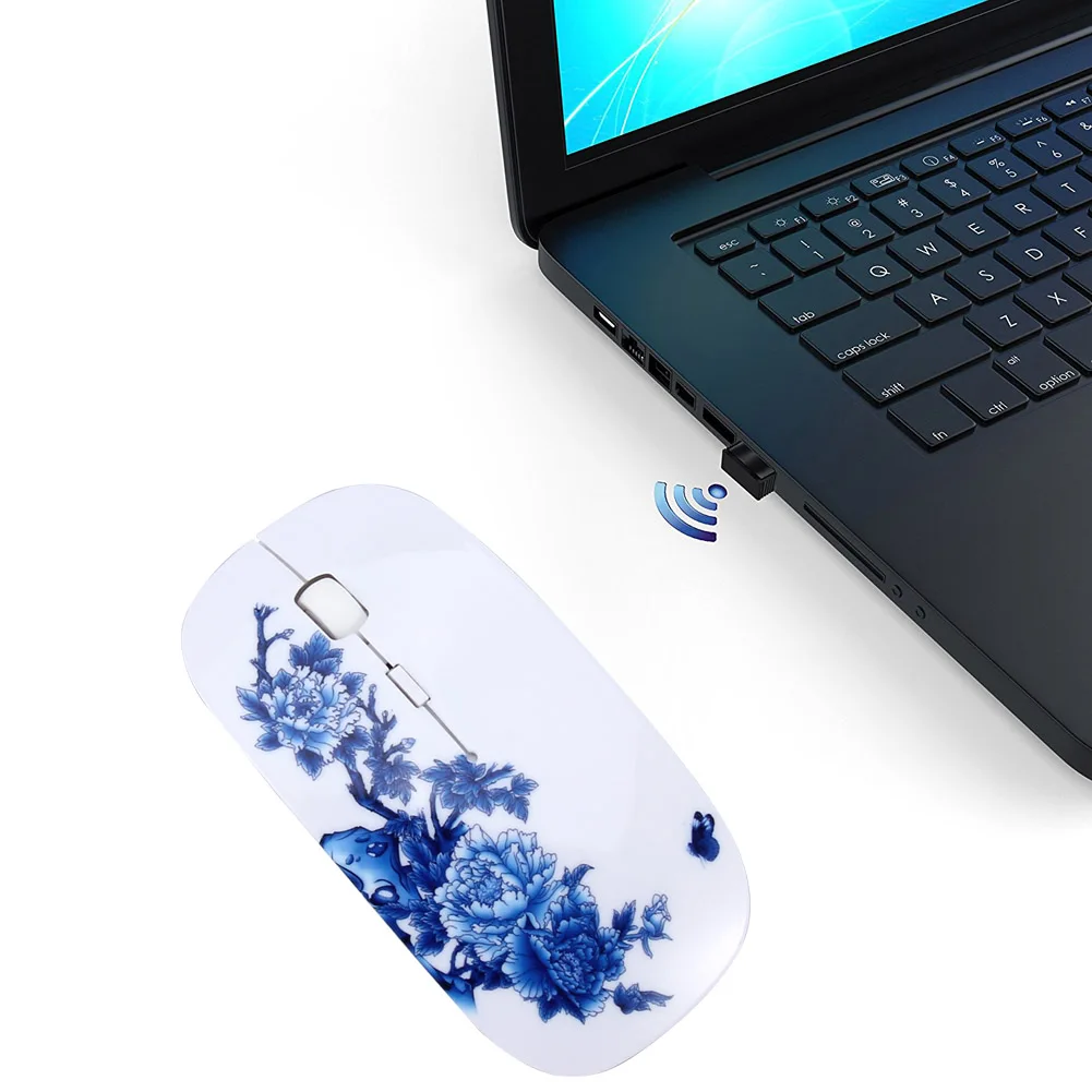 

Hot Sale 2.4Ghz Wireless Mouse USB Elegant Flower Painted Optical Gamer Mice For PC Laptop Computer Gaming Mouse EM88
