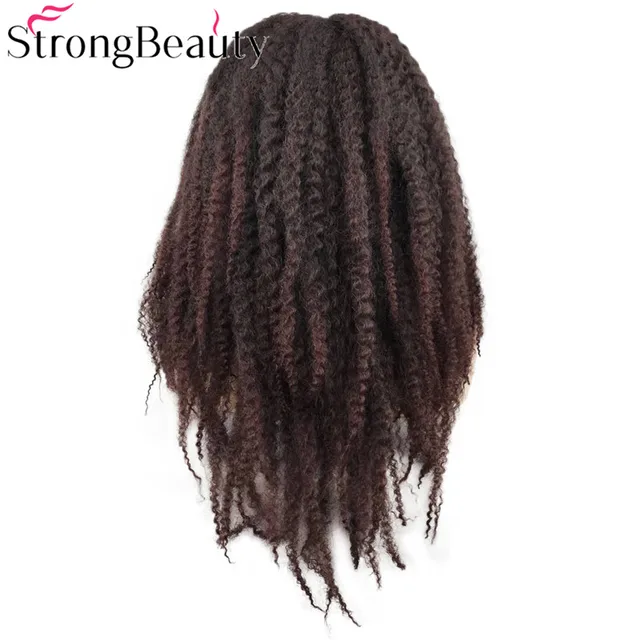 Strong Beauty Synthetic Afro Kinky Curly Hair Braided Long Dark