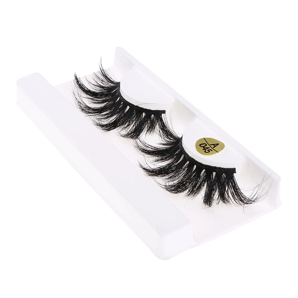 1 Pair Black Long Curly Eyelash Reusable Natural Messy Cross False Eyelashes
