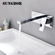Bathroom Faucet Into the wall cold and hot Water Taps Embedded type Mixer Single Handles Table basin wash basin faucet LT-306L bathroom faucet into the wall cold and hot water taps embedded type mixer double handles table basin wash basin faucet torneira