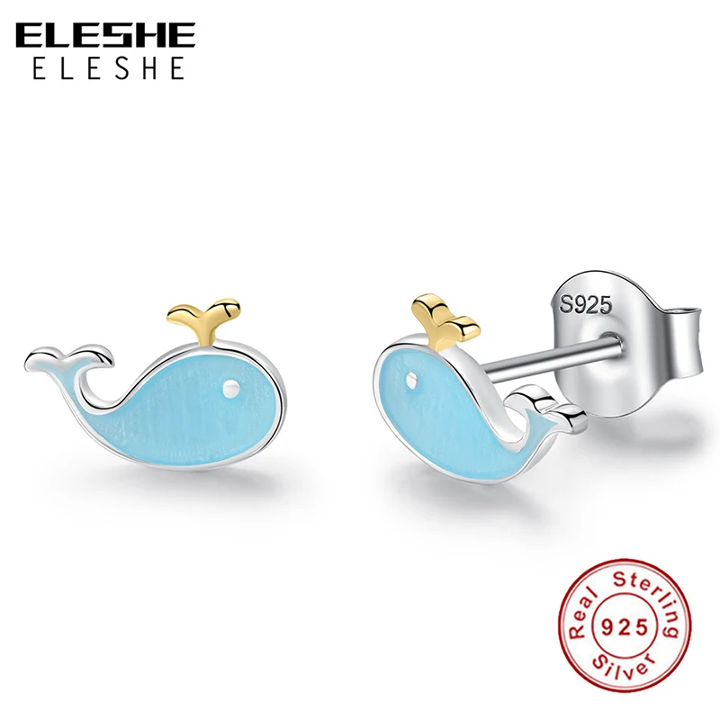 Серьги ELESHE из серебра 925 пробы с голубым искусственным дельфином серьги золотой