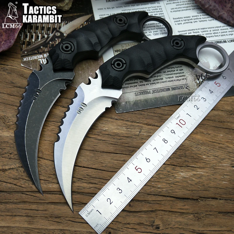 Baratos LCM66 tácticas karambit escorpión garra cuchillo camping al aire libre supervivencia en la jungla de la batalla de hoja fija cuchillos de caza de la herramienta de defensa