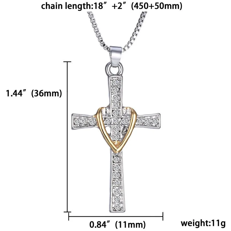 Ожерелья с кулоном в виде Креста для женщин, Новое поступление, ювелирные изделия, Золотое сердце, посеребренные циркониевые кристаллы, женские свадебные