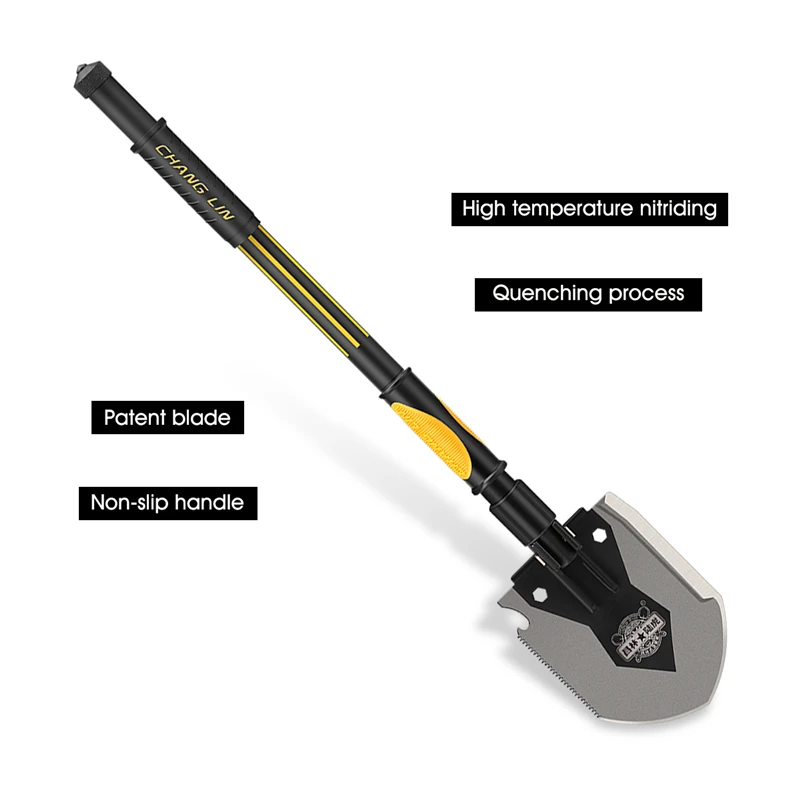 CHANGLIN Multifunctional Camping Shove Military Portable Folding Survival Spade Trowel Dibble Pick Emergency Garden Outdoor Tool