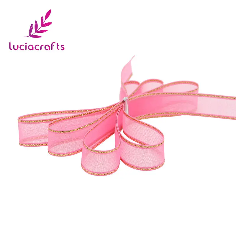 Lucia crafts 10 ярдов/партия 10 мм ленты из органзы для украшения свадебной вечеринки DIY Швейные подарочные упаковочные материалы аксессуары 040044119 - Цвет: C1 Pink