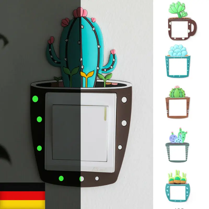 

0 Shipping New Cute Night Light Wall Sticker Silicon Protect Socket Switch Cover Praktisch Switch Stickers