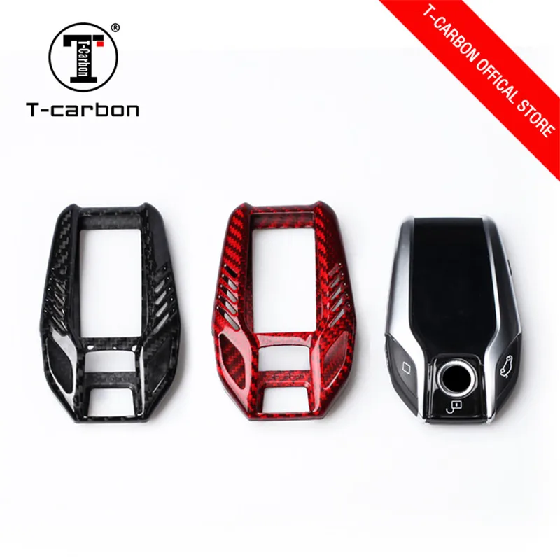 

T-carbon Carbon Fiber Key Shell Key Case Cover For BMW 5 series I12 G12 G11 G20 G30 keychain