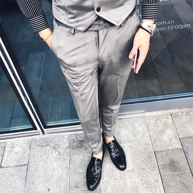 

Corduroy fabric men dress pants autumn Black and grey Trousers men 29 30 31 32 33 34 35 men pant