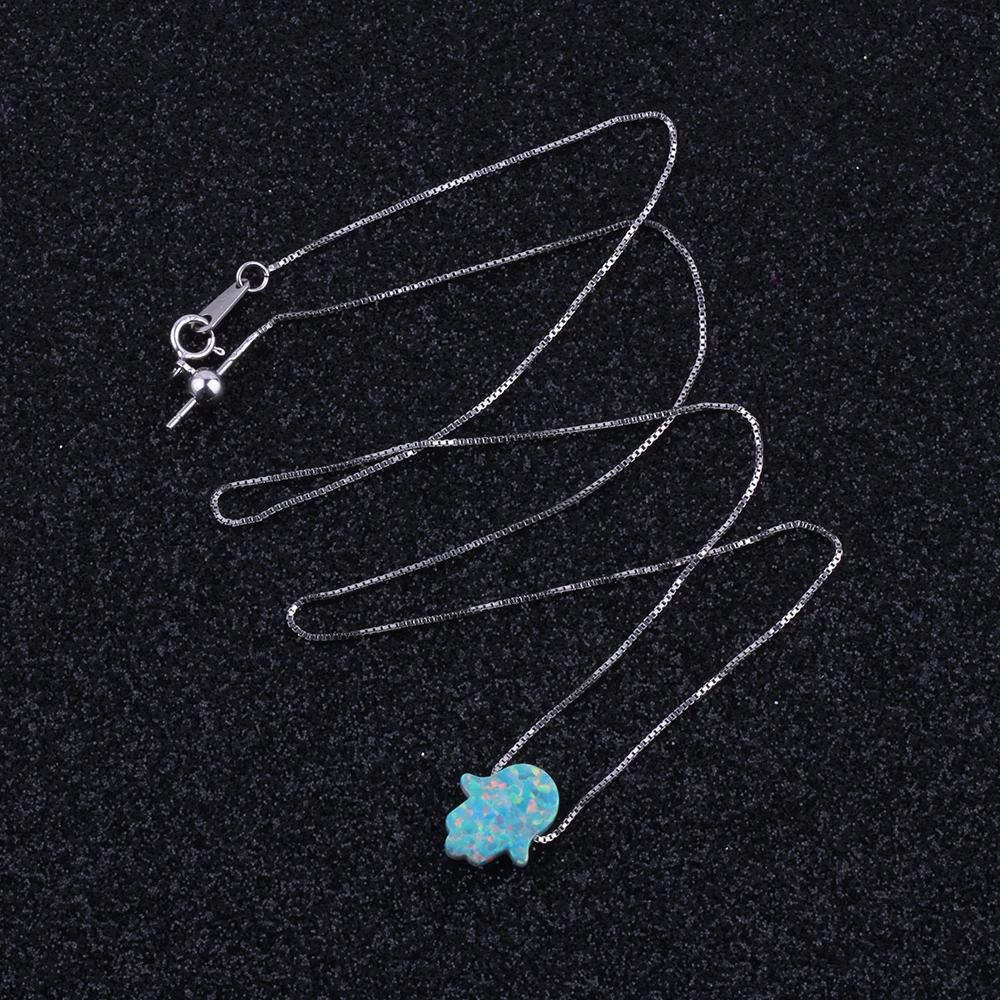 Модное ожерелье Hamsa из серебра 925 пробы с опалом 78 цветов 11 х13 мм|hamsa necklace|silver