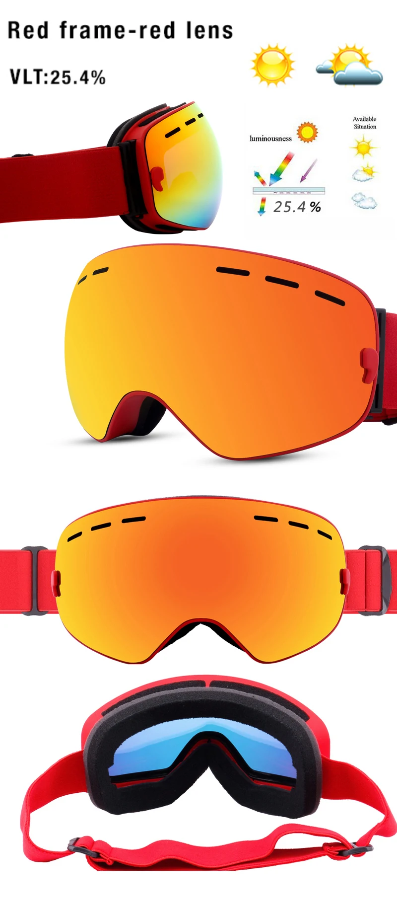 esqui masculino mulher snowboard óculos de proteção