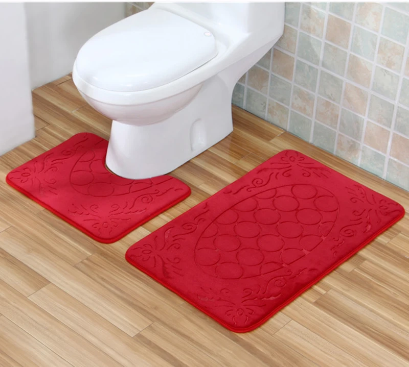 Zeegle الحمام طقم سجادة/ حصيرة السجاد الحمام بساط الأرضية المضادة للانزلاق المرحاض حمام حصيرة عدم الانزلاق 2 قطعة الحمام مجموعة البساط