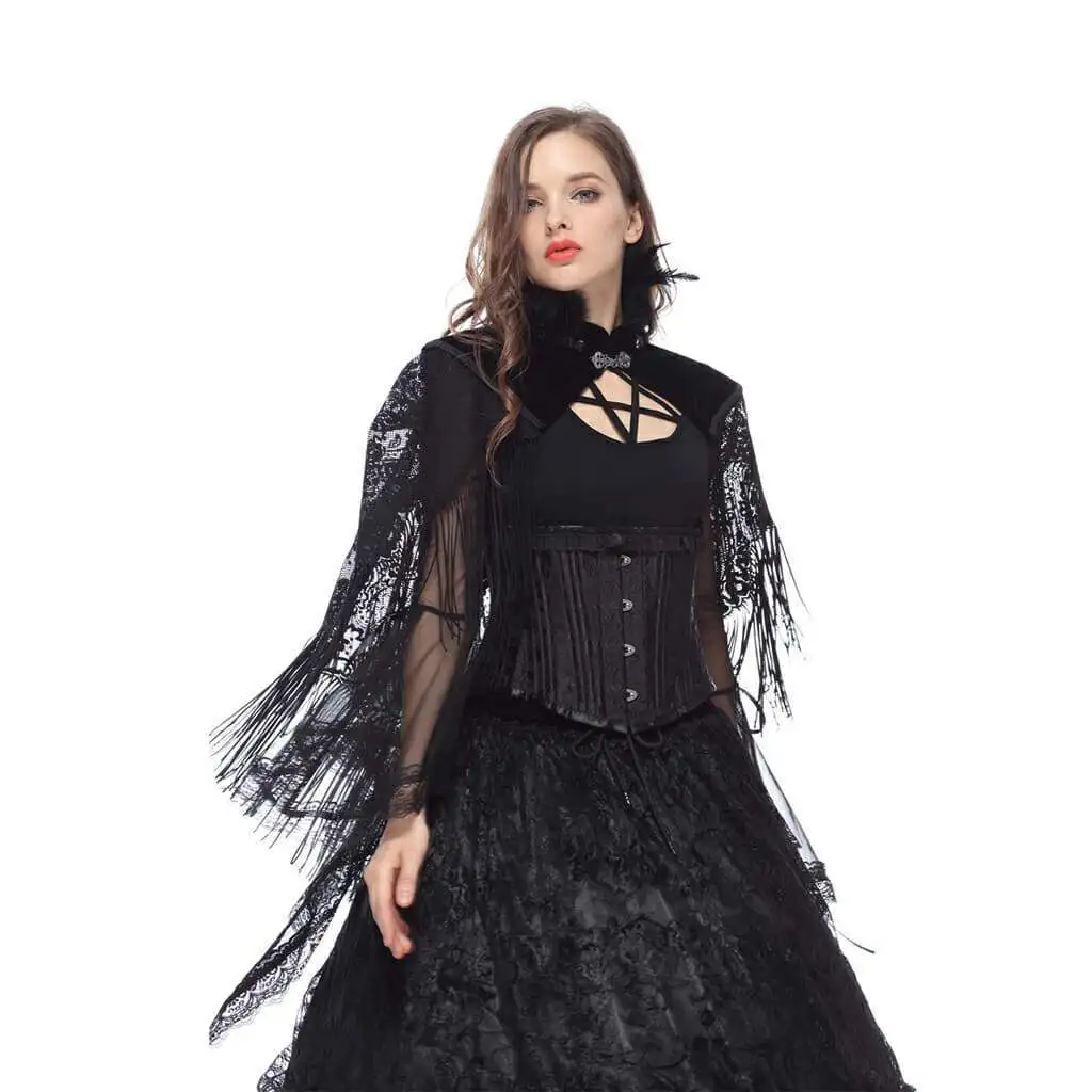 

Darkinlove Women's Velvet and Lace Gothic Cape BW041