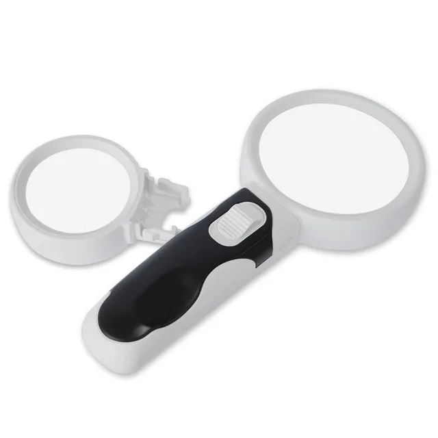 AOMEKIE Interchangeable 2 Main Lens 5X/10X Handheld Magnifier 2 LED