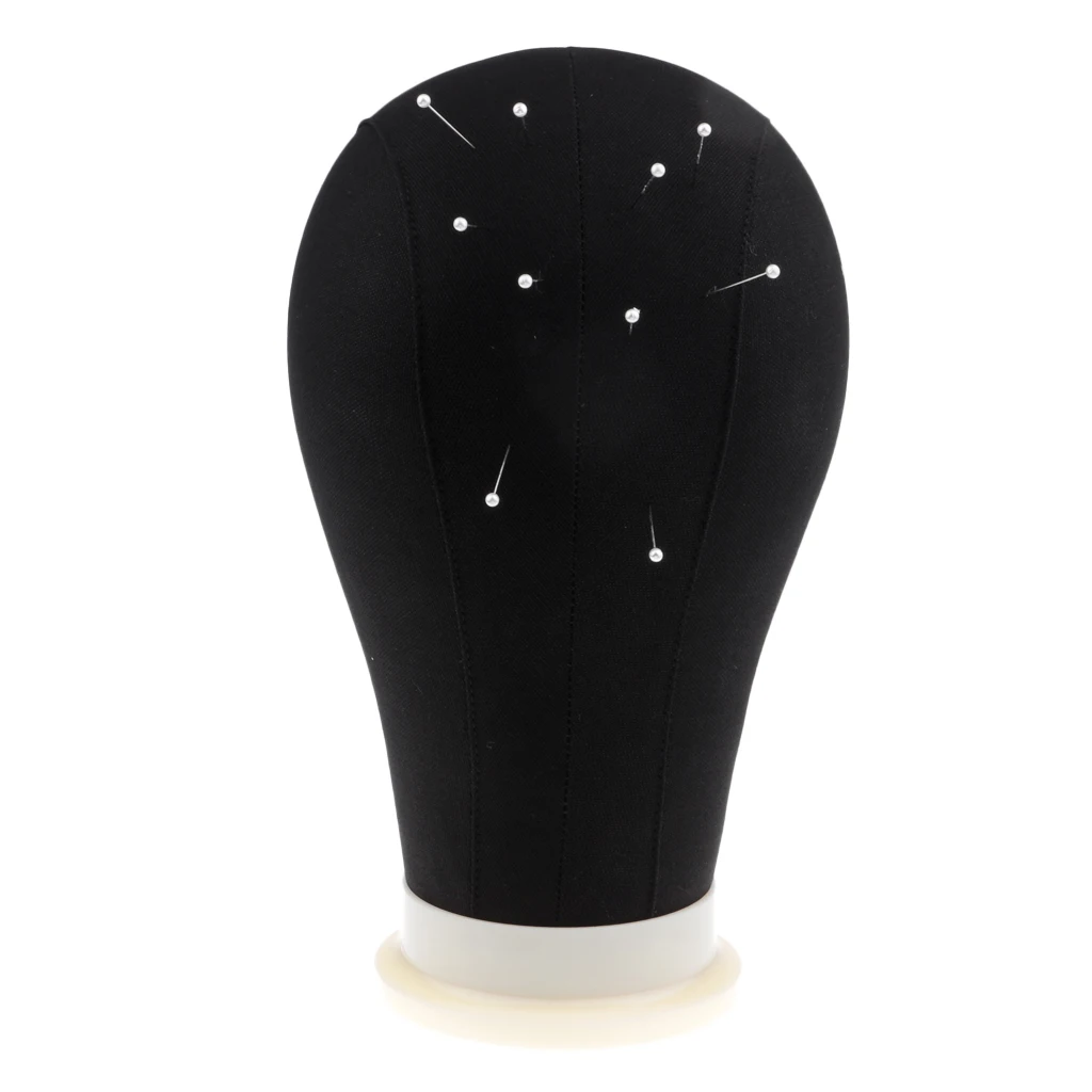 2-Pack Canvas Block Head Manequin Head Wig Making Display With Mount Hole 22Inch, Black/White