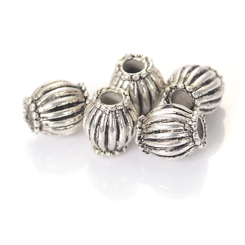 New Arrival 30 Pcs/lot Tibent Style Plated Antique Silver 9x10mm Stripe