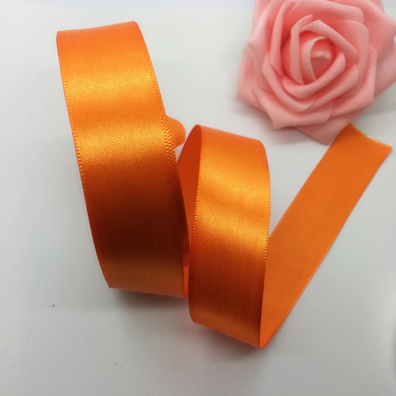 5 ярдов 1 дюйм 25 мм широкая шелковая атласная лента полиэстер лента для свадебной вечеринки Рождественское украшение ручной работы лямки DIY коробка упаковка - Цвет: Orange
