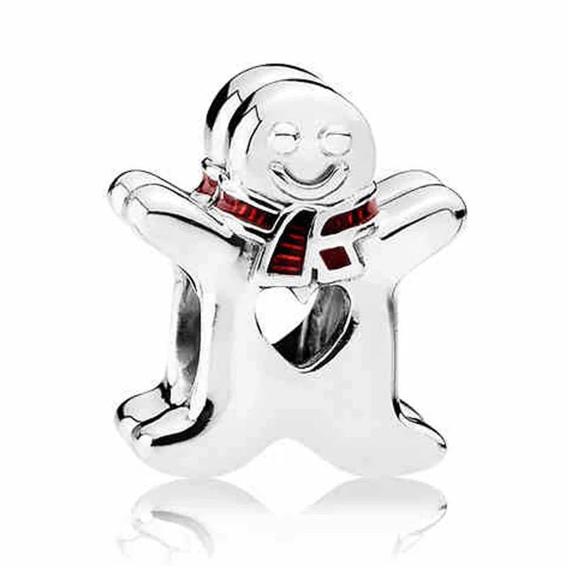 

Authentic 925 Sterling Silver Bead Charm Enamel Openwork Sweet Gingerbread Man Beads Fit Pandora Bracelet Diy Jewelry