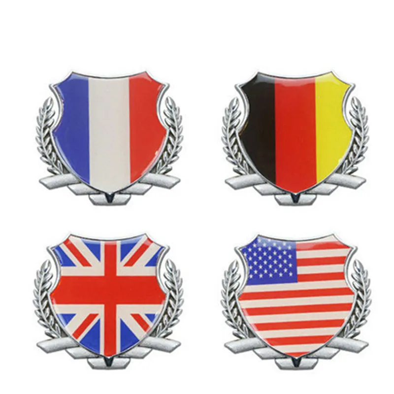

3D Metal Germany Italy France England United States Flag Auto Car Door Window Chrome Emblem Badge Body Decal Motorcycle Sticker