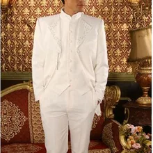 Белые новейшие дизайнерские мужские свадебные костюмы, смокинги для жениха, мужские свадебные костюмы(пиджак+ брюки+ жилет+ галстук