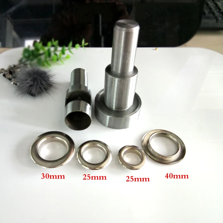 

Free Shipping 50set 20 25 30 40mm Inner Hole Big Size Eyelet With Punch Die Tool Set for Leather Craft Clothing Grommet Banner