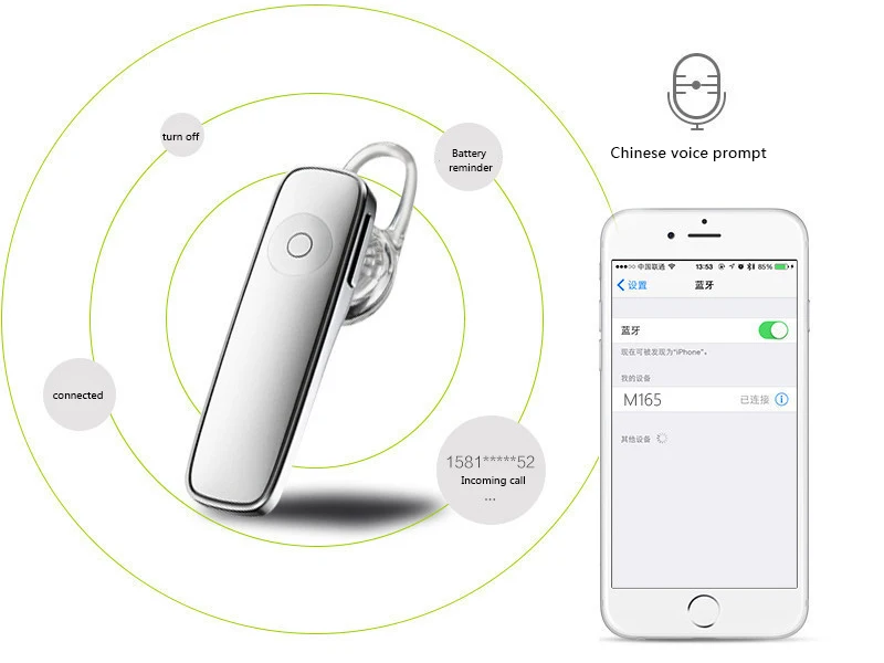 Bluetooth-наушник на одно ухо, беспроводные наушники, мини наушники, гарнитура Bluetooth с микрофоном для телефона, iPhone, xiaomi, samsung