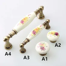 128mm rustico rural painting ceramic furniture handle bronze kitchen cabinet drawer knob 3.75″ antique brass dresser door handle