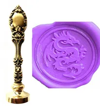 Vintage Dragon Personalized Custom Picture Logo Luxury Wax Seal Sealing Stamp Brass Peacock Metal Handle Gift Set