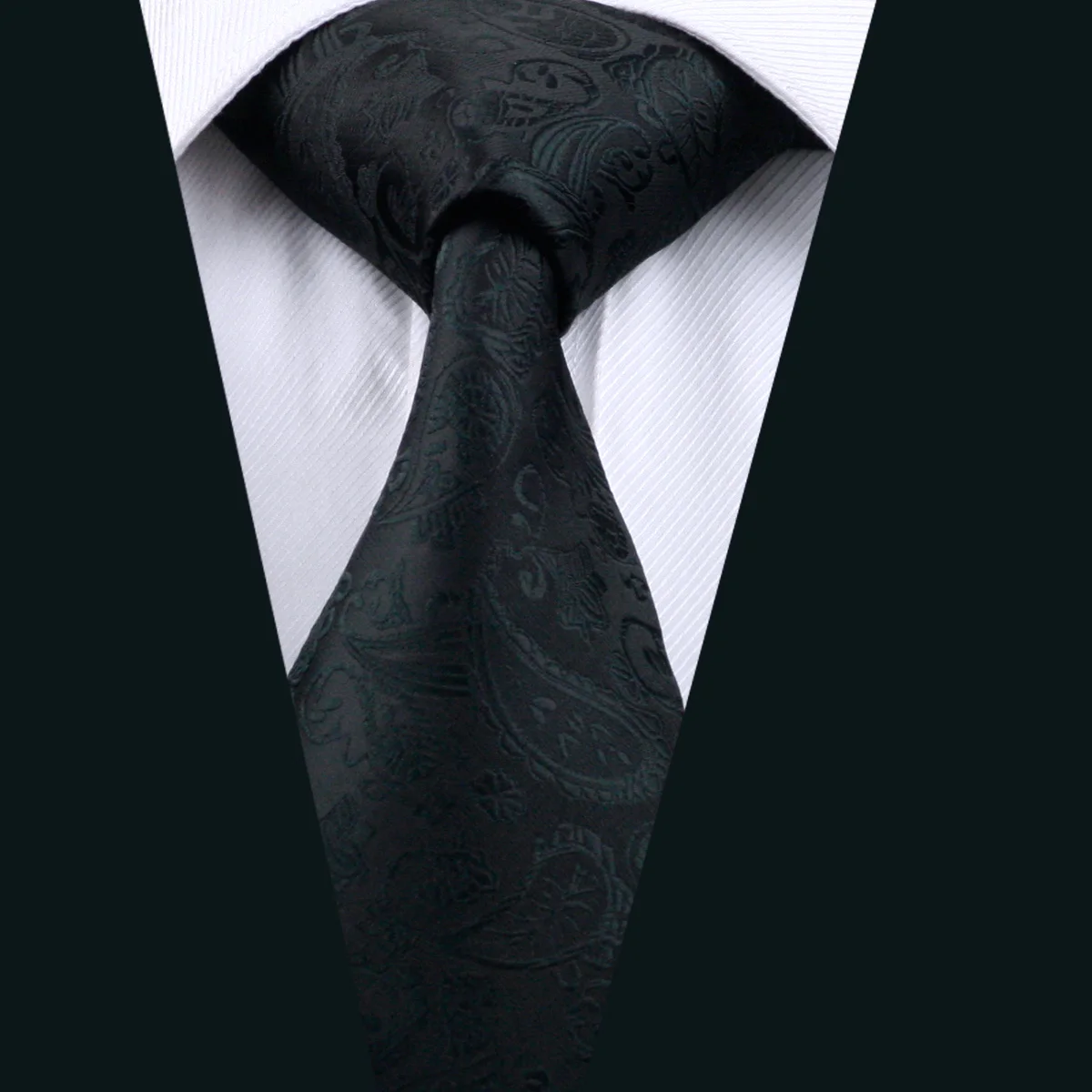 DH 823 Mens Silk Tie Black Paisley NeckTie 100 Silk Jacquard Ties For