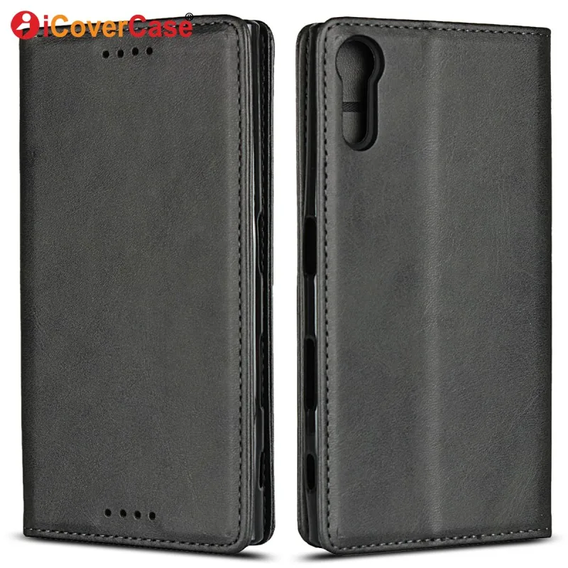 Флип кожаный бумажник для sony Xperia XZs чехол Coque принципиально Hoesjes Etui для sony Xperia XZs Магнитный телефон случаях аксессуар - Цвет: Черный