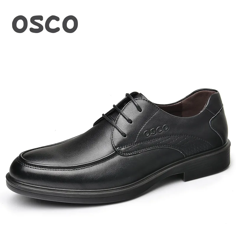 

OSCO Men Shoes Spring New Shoes Male Genuine Leather Business Casual Shoes Comfortable Breathable Round Toe Office Dad Shoes
