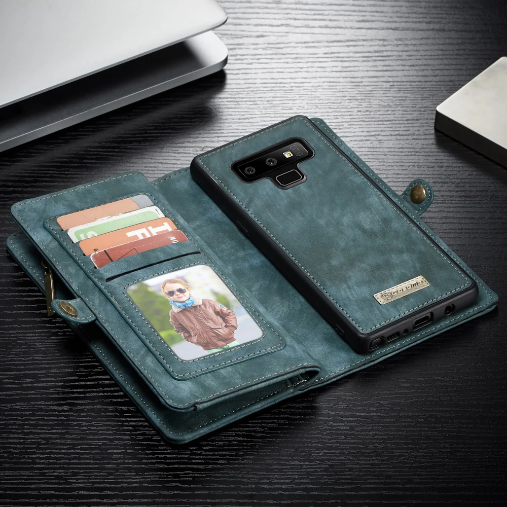 Роскошный чехол для телефона из искусственной кожи в стиле ретро для samsung Galaxy Note 9 Note9 SM-N960F чехол на молнии с кошельком для карт с магнитной задней крышкой из ТПУ